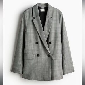 NWT H&M Checkered Double-Breasted Blazer XS